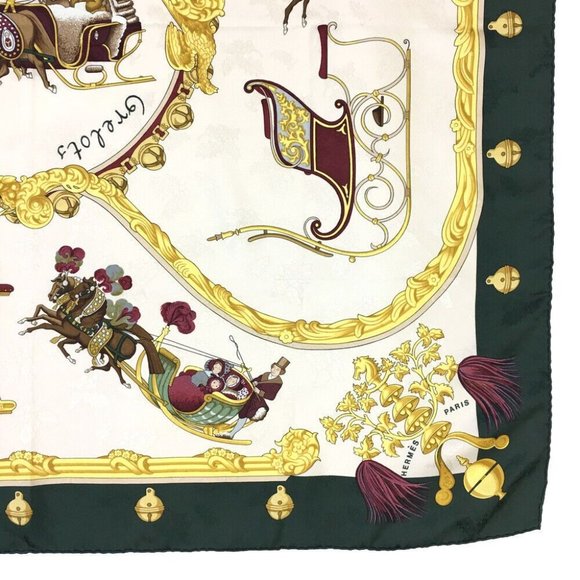 728209L Hermes Scarf Plumes Et Grelots Carre 90 Multicolor Silk 100% - Picture 5 of 9